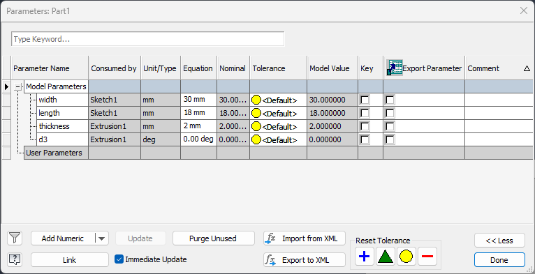 Unselected Export Param column